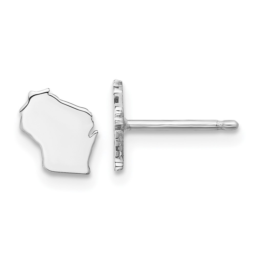 925 Sterling Silver TravelRhodium-plated Wisconsin State Earrings